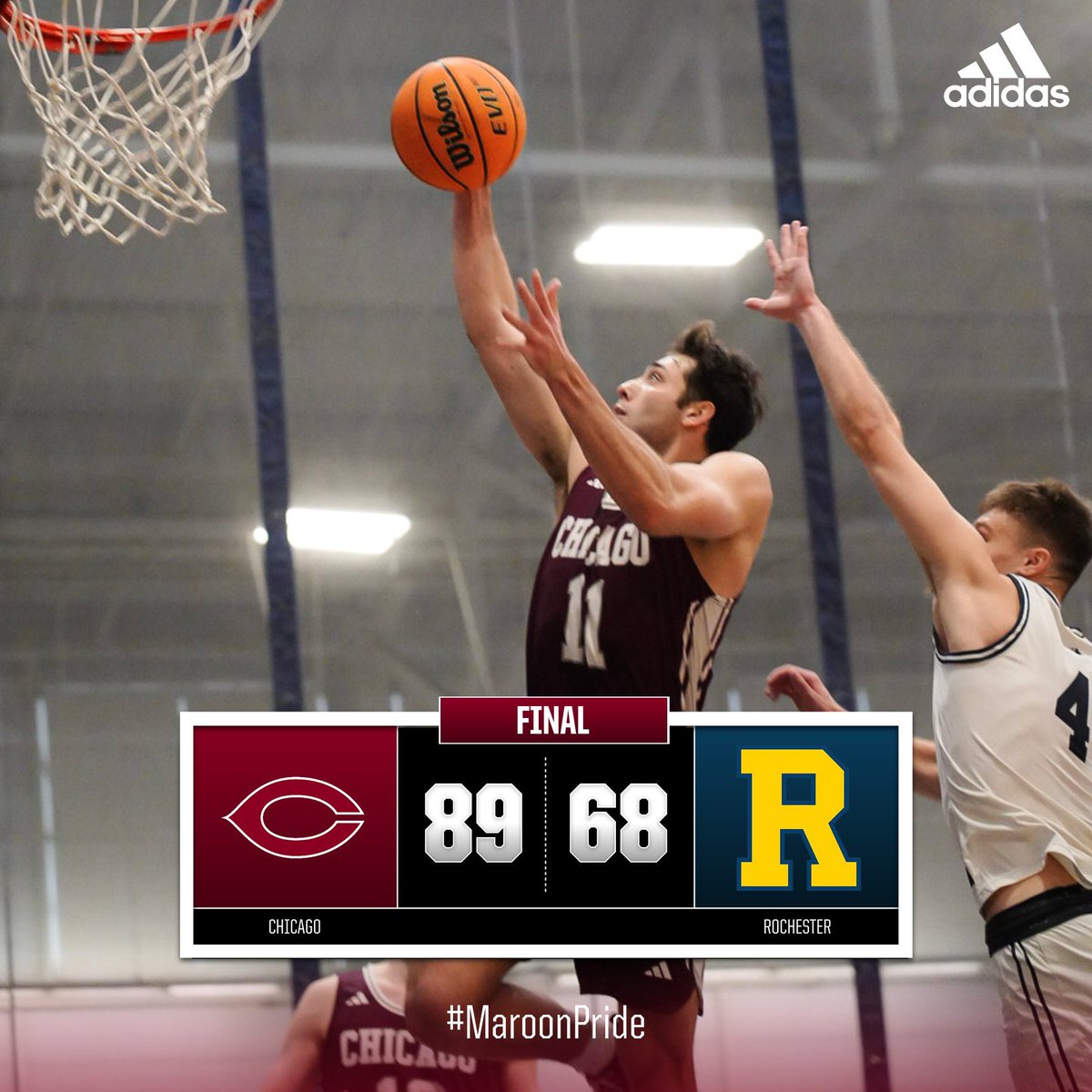 Final! Chicago moves to 17-7 on the season after a 89-68 win against Rochester. #MaroonPride