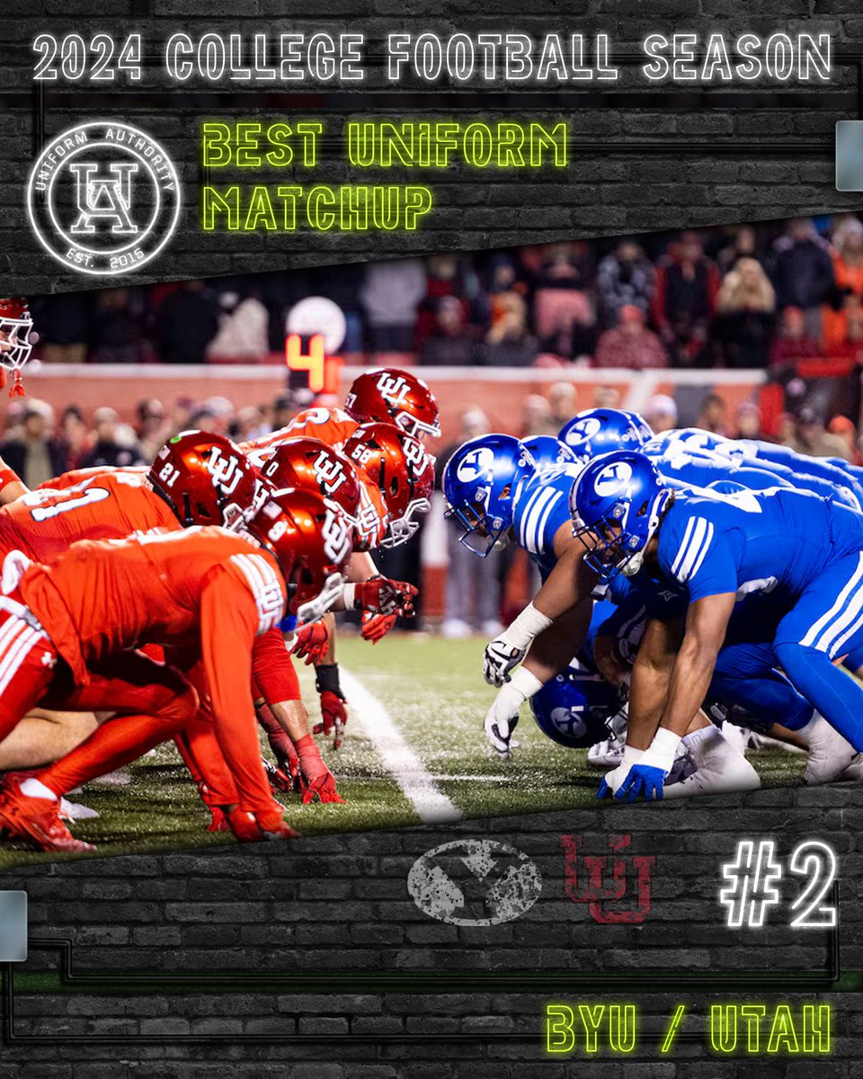Uniform Authority (@uniauthority) on Twitter photo #UniAuthority Best Uniform Matchups of the 2024 College Football Season:
2. <a href="/BYUfootball/">BYU FOOTBALL</a> / <a href="/Utah_Football/">Utah Football</a>
#UAAwards | <a href="/byuequipment/">BYU EQ</a> <a href="/UtesEquipment/">UtesEquipment</a> #UniAuthority Best Uniform Matchups of the 2024 College Football Season:
2. <a href="/BYUfootball/">BYU FOOTBALL</a> / <a href="/Utah_Football/">Utah Football</a>
#UAAwards | <a href="/byuequipment/">BYU EQ</a> <a href="/UtesEquipment/">UtesEquipment</a>