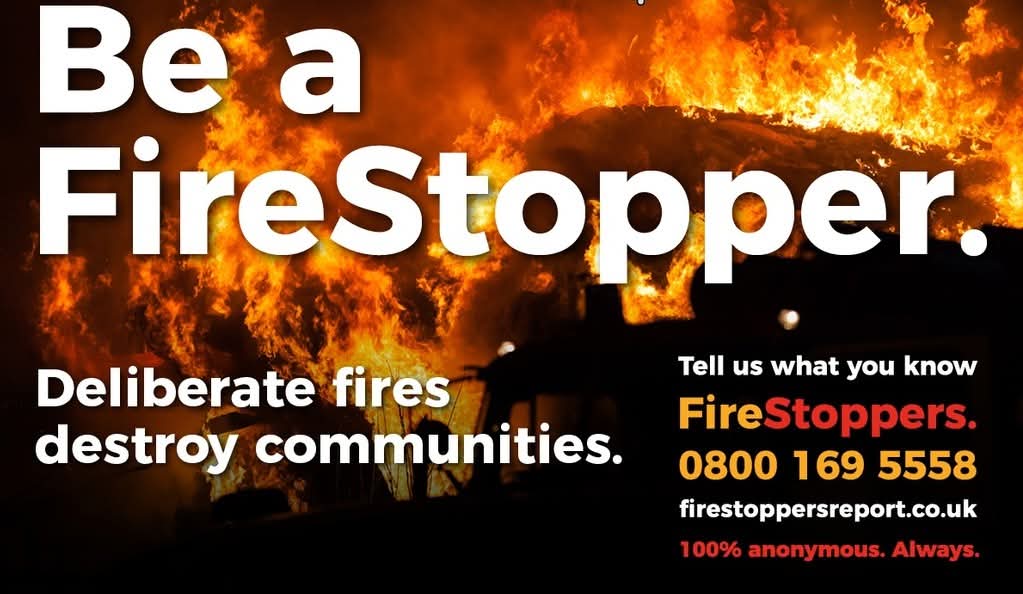 Deliberate Fires stop our crews from attending life risk incidents, please if you see any suspicious activity in your local area contact Cheshire Police on 101 or report it to FireStoppers on 0800 169 5558 this can also be done anonymously.