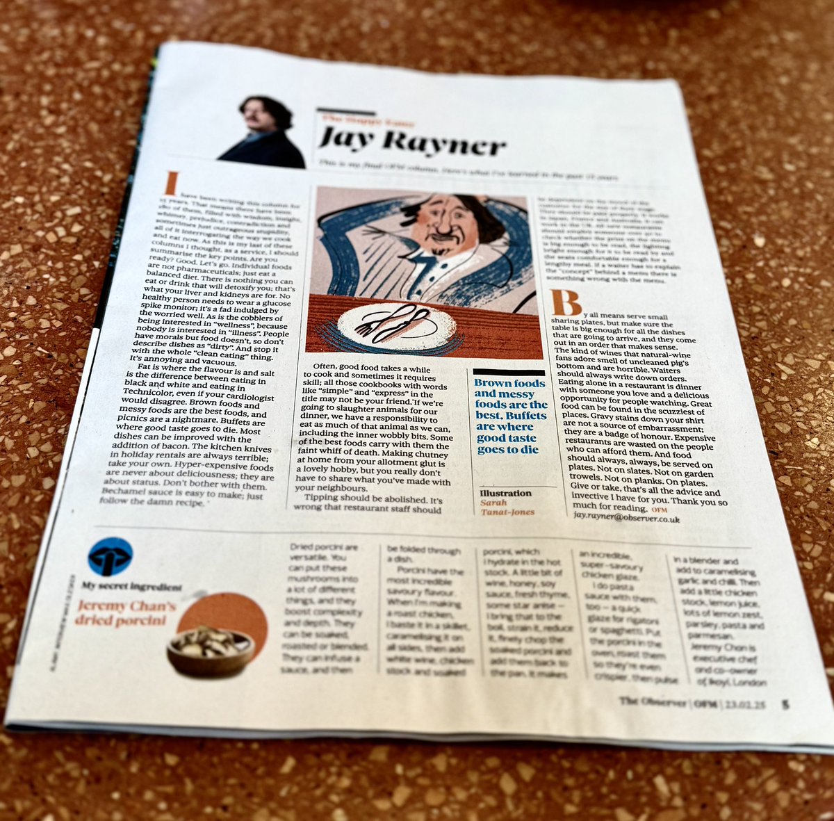 Brilliant final article in The Observer Food Monthly by <a href="/jayrayner1/">Jay Rayner</a> - well done sir!