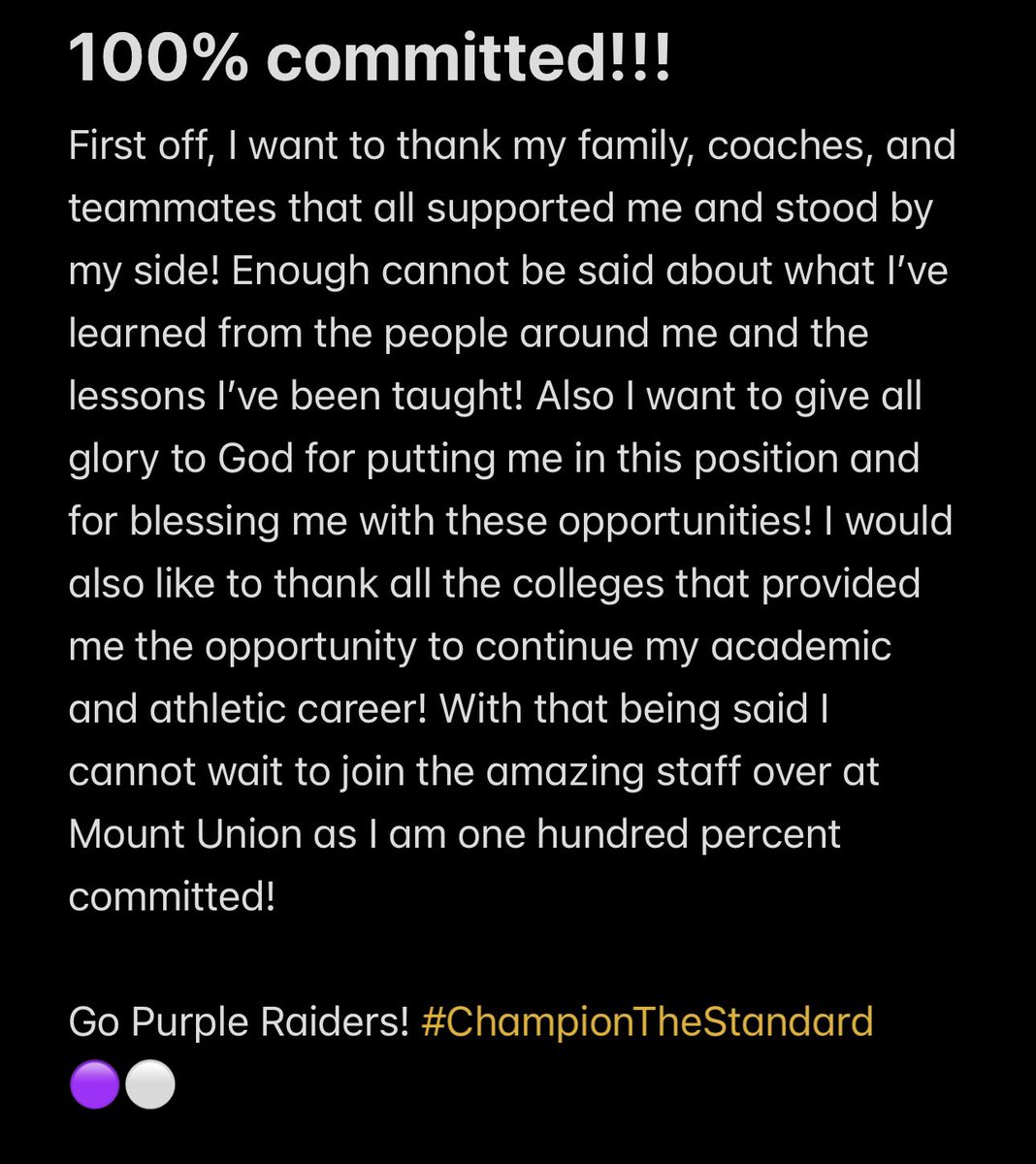 Julian Solis (@juliansolis98) on Twitter photo Blessed to announce my 100% commitment to the University of Mount Union! Can’t wait to continue my academic and athletic career!
<a href="/CoachBerwald/">Coach Berwald</a> <a href="/Coach_MattGray/">Matt Gray</a> <a href="/MentorRedline/">Mentor Football</a> <a href="/CoachGeoffDartt/">Geoff Dartt</a> <a href="/morr_movement_/">Trevor Morrison</a> <a href="/DaleRodick/">Dale Rodick II</a> Blessed to announce my 100% commitment to the University of Mount Union! Can’t wait to continue my academic and athletic career!
<a href="/CoachBerwald/">Coach Berwald</a> <a href="/Coach_MattGray/">Matt Gray</a> <a href="/MentorRedline/">Mentor Football</a> <a href="/CoachGeoffDartt/">Geoff Dartt</a> <a href="/morr_movement_/">Trevor Morrison</a> <a href="/DaleRodick/">Dale Rodick II</a>