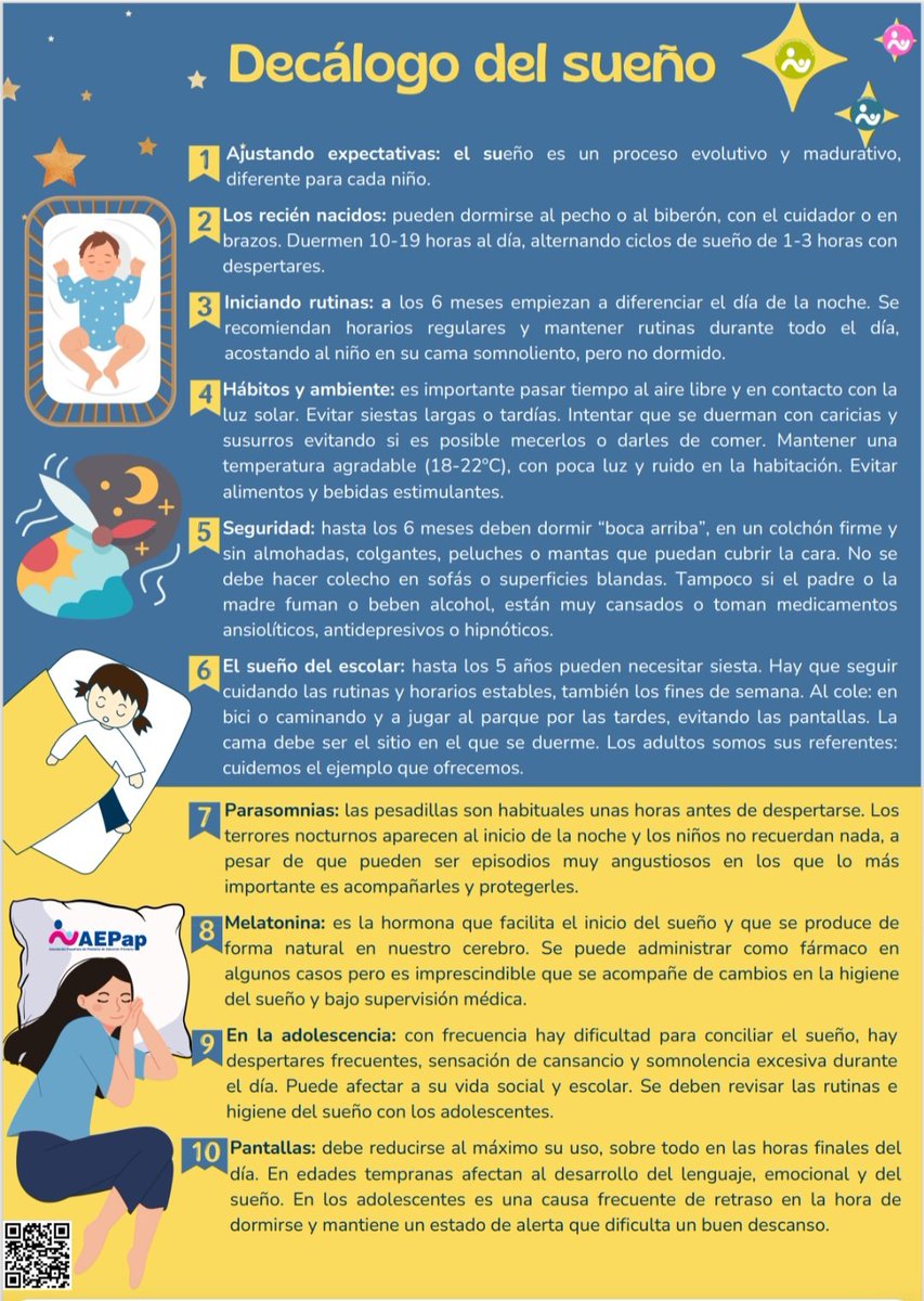Sabemos que un buen descanso es clave para el desarrollo y bienestar de los niños. Por eso, te compartimos 10 claves para mejorar su sueño: familiaysalud.es/recursos/decal…
<a href="/aepap/">AEPap</a> <a href="/familiaysalud/">Familia y salud</a>