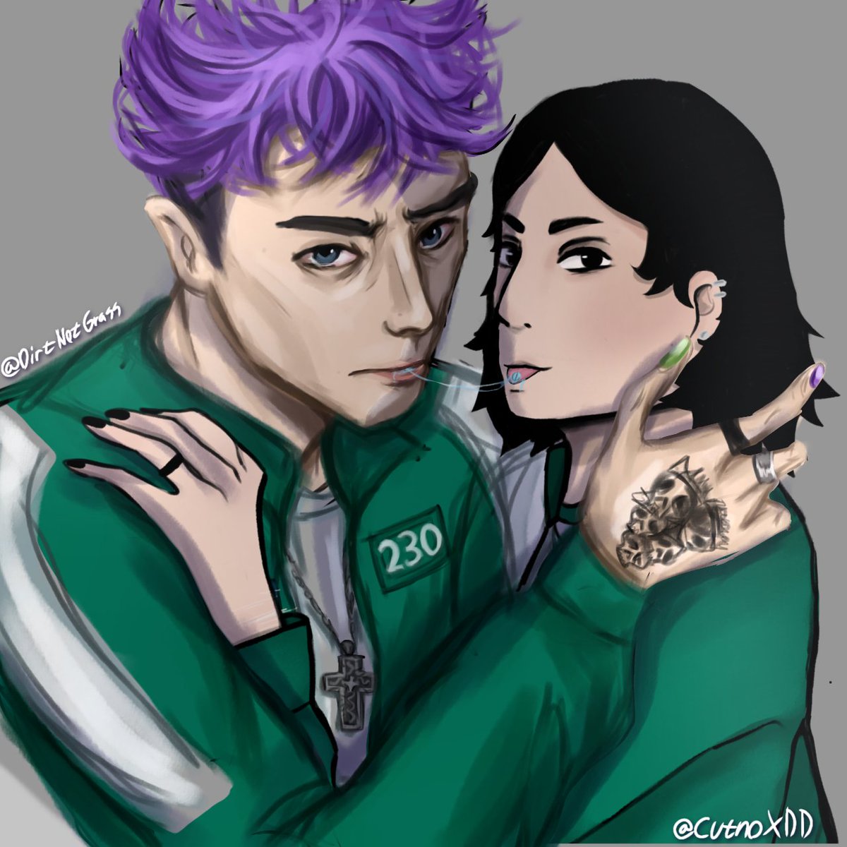 DirtNotGrass_'s tweet image. Pill stealing...馃拪
Art collab with @CutnooXDD !!
#fanart #artcollab #SquidGame2 #thangyu #thanos #namgyu
