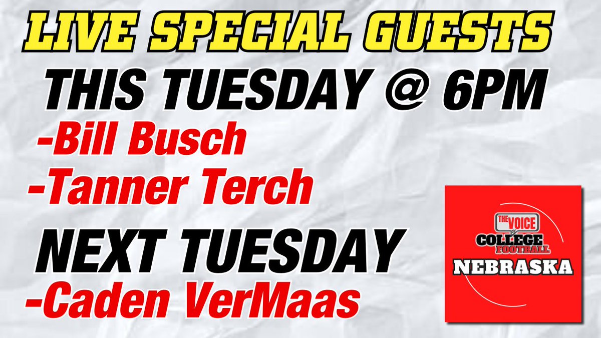 Justin Adams #GBR 🌽 (@the_htownhusker) on Twitter photo 🚨 SPECIAL GUEST ANNOUNCEMENT 🚨
This Tuesday stop by the LIVE stream at 6PM Central as me and <a href="/KCHusker24/">Brian Moore GBR</a> chat with <a href="/Coach_BillBusch/">Bill Busch</a> and <a href="/TannerTerch/">Tanner Terch</a>, so get your Questions in below!
Also, NEXT Tuesday we welcome on <a href="/Caden_Vermaas/">Caden VerMaas</a> !
Big thank you to all of these guys for 🚨 SPECIAL GUEST ANNOUNCEMENT 🚨
This Tuesday stop by the LIVE stream at 6PM Central as me and <a href="/KCHusker24/">Brian Moore GBR</a> chat with <a href="/Coach_BillBusch/">Bill Busch</a> and <a href="/TannerTerch/">Tanner Terch</a>, so get your Questions in below!
Also, NEXT Tuesday we welcome on <a href="/Caden_Vermaas/">Caden VerMaas</a> !
Big thank you to all of these guys for