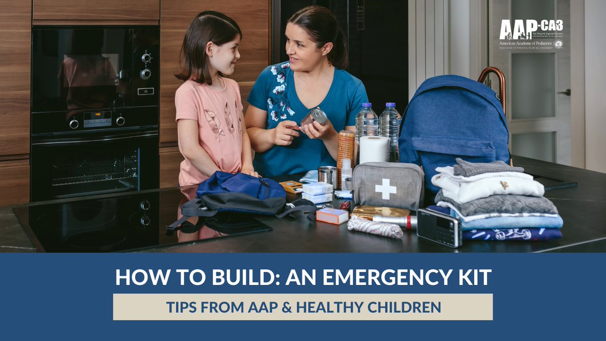AAPCA3's tweet image. Don't be caught off guard when a #disaster happens.

Learn how to build an #emergency #DisasterKit including what to keep in mind if you have kids and kids with special health needs.

healthychildren.org/english/safety…