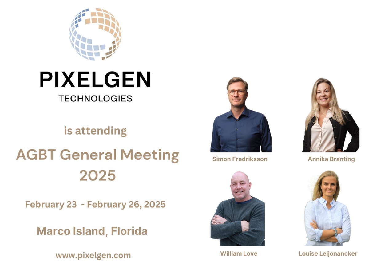 We are proud to sponsor and participate in the #AGBT2025 at Marco island, Florida. 
👉 Chat with us during our Poster session 
Poster no.443
👉 Visit our collaborator's Poster session and Flash Talk 
👉Meet us at the Breakfast Sponsored by <a href="/PixelgenTech/">PixelgenTech</a> 
#Proteins #cellsurface