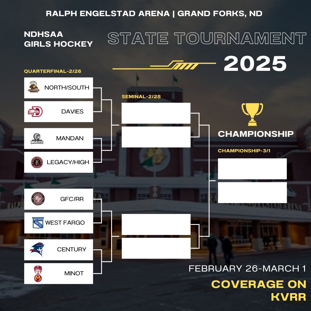 <a href="/NDHSHockey/">ND High School Hockey</a> State Tournament’s are set‼️ <a href="/NDHSAA/">NDHSAA</a>