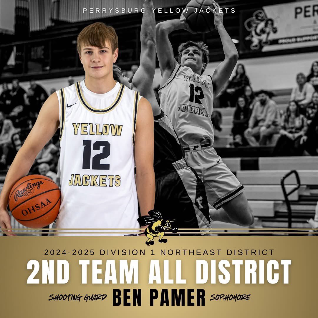 Congratulations to Carter Young and Adam Gray on their 1st Team All District honors and Ben Pamer on his 2nd Team All District honor! #jacketpride 🐝🏀