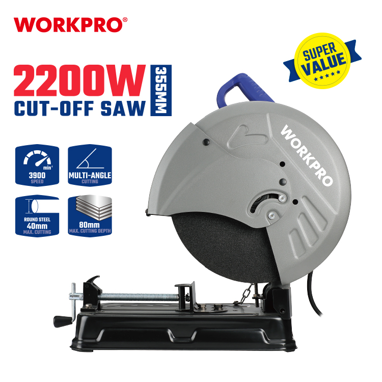 workprotools7's tweet image. Workpro high-performance cut-off saw (2200W, 3900r/min) delivers smooth, precise cuts with an 80mm cutting depth and 355mm disc diameter, making it perfect for metal cutting, construction, and fabrication.#CutOffSaw #MetalCuttingSaw #PowerTools #IndustrialTools #WORKPROTools