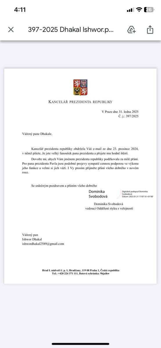 děkuji, pane prezidente