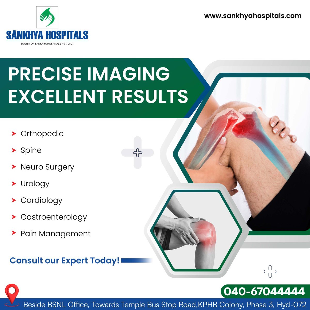 SankhyaH99913's tweet image. Precise Imaging, Accurate Diagnosis, Better Health! 
At Sankhya Hospitals, we ensure high-quality imaging and expert diagnosis for various specialties, including orthopedic, spine, neuro surgery, urology, cardiology, gastroenterology, and pain management. 

#preciseimaging