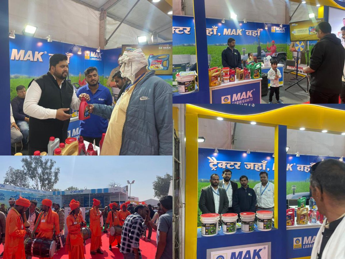 BPCLMakLubes's tweet photo. MAK Lubricants was proud to present its #MAKLubricantSolutions portfolio for the farm sector at the 13th Edition of Krishi Darshan Expo 2025 held at the Northern Region Farm Machinery Training and Testing Institute (NRFMT&TI), Sirsa Road, Hisar, Haryana, under the aegis of the Ministry of Agriculture and Farmers Welfare, Department of Agriculture Cooperation. The Expo showcased cutting-edge innovations in farm machinery, automobiles, lubricants, OEM & spare parts.

MAK Lubricants expertly formulated at Bharat Petroleum Corporation Limited R&D Centre using Group II+ MAKbasestock, amongst the finest in the world, offers increased drain intervals and vastly enhanced machine performance.

We thank the over 5000 guests who visited our pavilion for their appreciation of our #MAKSolutions program for our esteemed customers in the farm sector. 

MAK Lubricants  is committed to being an integral part of India’s growth story, aligning with the nation’s vision for a sustainable and progressive future.

@BPCLimited

@DirectorM_BPCL

@cmdbpcl

@PetroleumMin

@BPCLLPG 

@BPCLRetail1

#MAKLubricantSolutions #KrishiDarshanExpo #MAKMakesItPossible