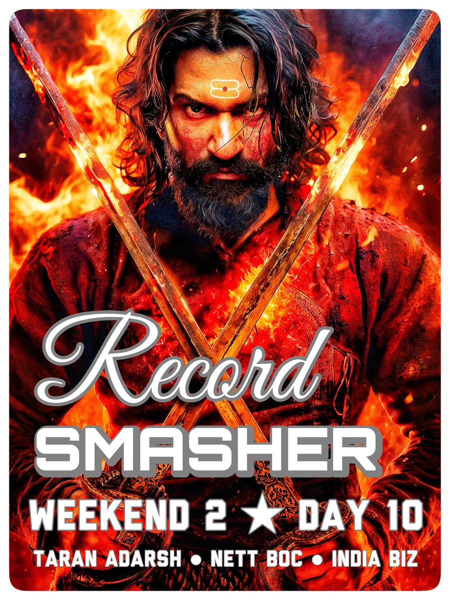 taran_adarsh's tweet photo. 'CHHAAVA' STORMS AHEAD - BLOCKBUSTER RUN CONTINUES... #Chhaava continues its rampage at the #Boxoffice... Weekend 2 remains phenomenal, crosses the ₹ 100 cr mark from Friday-Sunday.

#Pushpa2 #Hindi was the ONLY film to collect ₹ 100 cr in its *second weekend*... Now, #Chhaava has stormed past the ₹ 100 cr mark in its *second weekend* as well.

The highly anticipated #INDvsPAK cricket match [#ChampionsTrophy] on Sunday did affect biz post-noon... Had it not been for the match, a ₹ 50 cr+ Sunday total would have been well within reach.

Having crossed the ₹ 300 cr mark [on Day 10], #Chhaava is now racing towards its next milestone: ₹ 400 cr... The partial holiday on #MahaShivratri [Wednesday] should give its business a boost.

#Chhaava [Week 2] Fri 24.03 cr, Sat 44.10 cr, Sun 41.10 cr. Total: ₹ 334.51 cr.
#India biz | Nett BOC | #Boxoffice

#Chhaava biz at a glance…
⭐️ Week 1: ₹ 225.28 cr
⭐️ Weekend 2: ₹ 109.23 cr
⭐️ Total: ₹ 334.51 cr
#India biz | Nett BOC | #Boxoffice