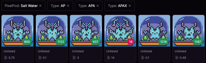 PixelPodProject's tweet photo. Can you spot the 3 'Perfect' PIXEL POD evolutions?
๐พ #1187 ๐พ #937 ๐พ #16
Who knew they like Salt Water best!๐
#ApeChain #Pokemon #PixelPods https://t.co/j1EDqI9CyL