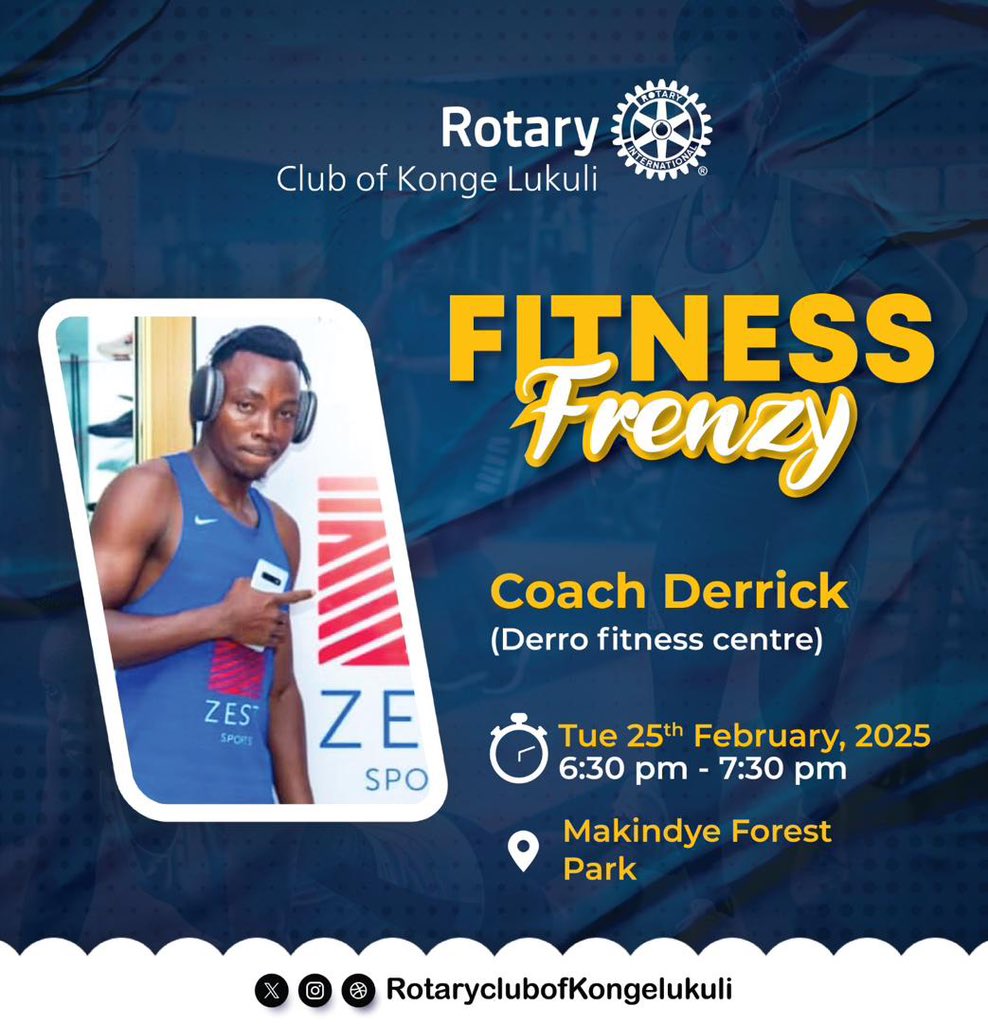 Come Get Fit and Feel Amazing at our Fitness Frenzy Fellowship with Coach Derrick this Tuesday 25th Feb

Loose weight &amp; Tone your muscles 💪🏼

📍Makindye Forest Park Turf
⏰ 6:30pm

Wear Your Sports Best!🤾🏼‍♀️