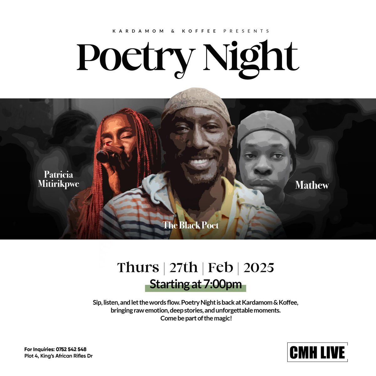 Let the words flow🎙️,the verses hit, and the emotions rise. Poetry Night is back on Feb 27th—don't miss it!😊