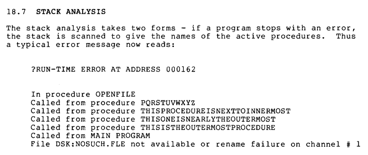 CaseyLeask's tweet photo. The earliest example of a stack trace I can find is from ALGOL PROGRAMMER'S GUDE (1971).
Logs go back way further, terminology seems to come from logbooks on ships.
Metrics, from to "he metrikē" (to measure). https://t.co/PM9x6gWAul
