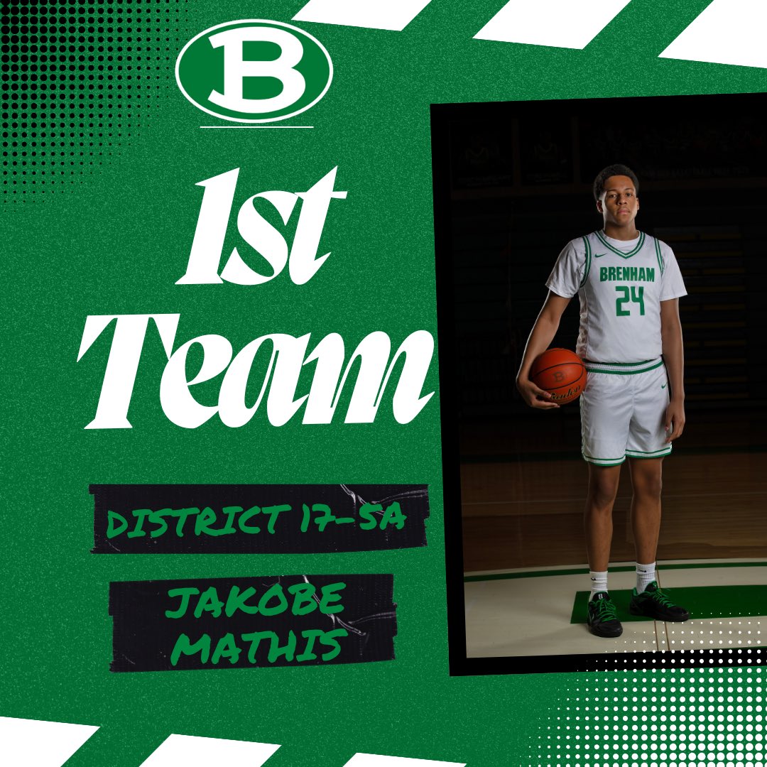 Congrats to Senior JaKobe Mathis on being named 1st Team All District 17-5A
Season Stats: 11 ppg, 6.5 rbg