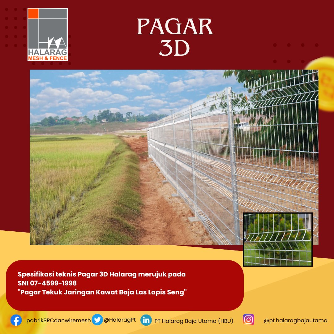 HalaragPt's tweet image. Pagar Bandara / Pagar V / Security Fence / Pagar Wiremesh / Pagar 3D 

Dibuat sebagaimana proses produksi wiremesh, dengan proses penekukan bentuk gelombang pada bagian tengahnya wiremesh, menggunakan mesin bending khusus. 

pabrikwiremesh.co.id

#pagarwiremesh #pagar3d