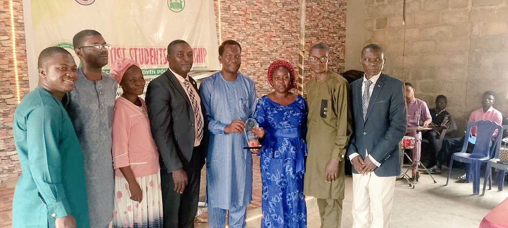 smdnbc's tweet photo. Rev Kehinde Obadare Adegbite inducted as new VCM @ Adeseun Ogundoyin Polytechnic, Eruwa. Grateful for outgoing VCM Rev Dr Tunde Olagbenro's service #CampusMinistry #NewBeginnings #BSF" https://t.co/A8fLG0vlw5