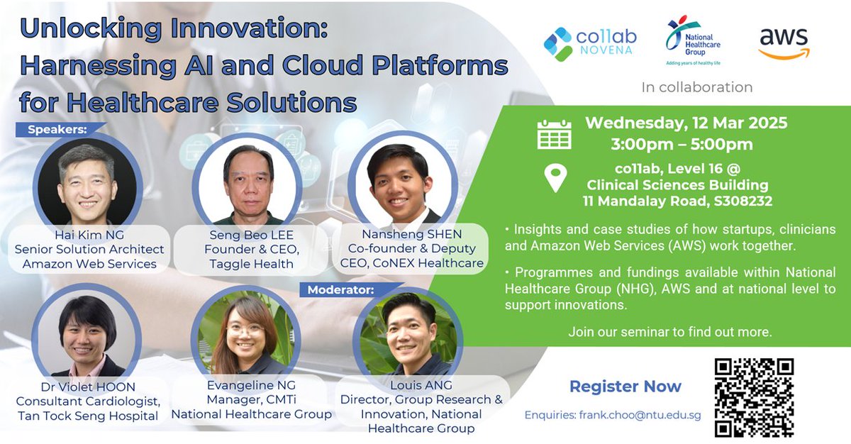 Join us to gain valuable insights into how companies and clinicians are collaborating, leveraging AI and cloud platforms to revolutionise the healthcare industry.

For more information, please refer to the EDM.

Register Now: lnkd.in/gMrgBNfg