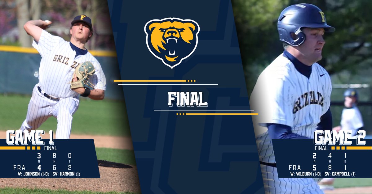 Griz take two on opening day!

@fcgrizbaseball gets a pair of dominant starting pitching performances from Matt Johnson &amp; Caden Wilburn, earning wins over Concordia Chicago and North Park!

#TeamGriz #d3baseball
