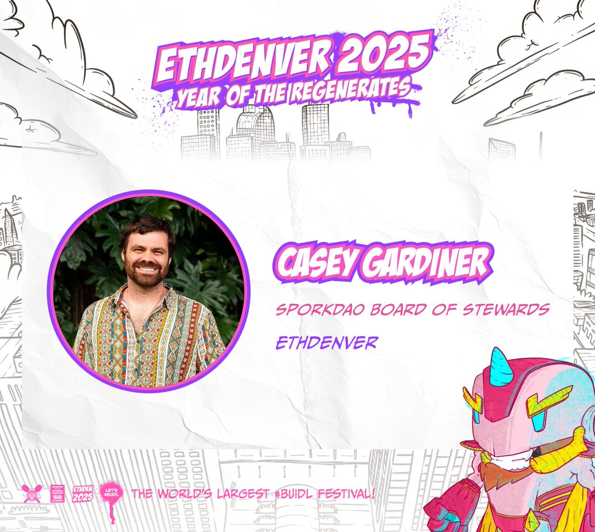 🎤 Speaker Announcement!

We’re thrilled to welcome Casey Gardiner, <a href="/SporkDao/">SporkDAO</a> Board of Stewards at ETHDenver to the ETHDenver 2025 stage!