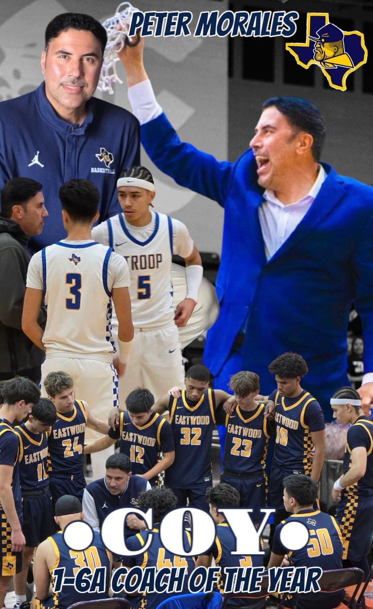 Please join us in congratulating <a href="/Petermorales78/">Peter Morales</a> on earning District 1-6A Coach of the Year. Congratulations Coach!! #teamiseverything <a href="/Coach_Celaya/">Coach Celaya</a> <a href="/Ray_Marshl/">Ray Marshall</a> <a href="/EastwoodSports/">Eastwood Performance & Athletics Network</a> <a href="/YISDAthletics1/">YISD Athletics</a> @Btorres_EHS <a href="/EHSCoachLopez/">Julio Lopez</a>