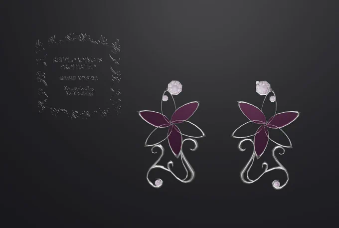 ガラスの花とダイヤのイヤリング(2色)を作りました✾VRChat用として販売中です!    ------  2色(ピンク・青) 300円  (FBX/Unitypackage)  商品ページ↓  ------#VRChat #VRC #3DModels #3Dアクセサリー #b3d #blender 