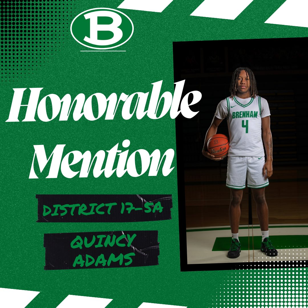 Congrats to Sophomore Quincy Adams on being named Honorable Mention All District 17-5A