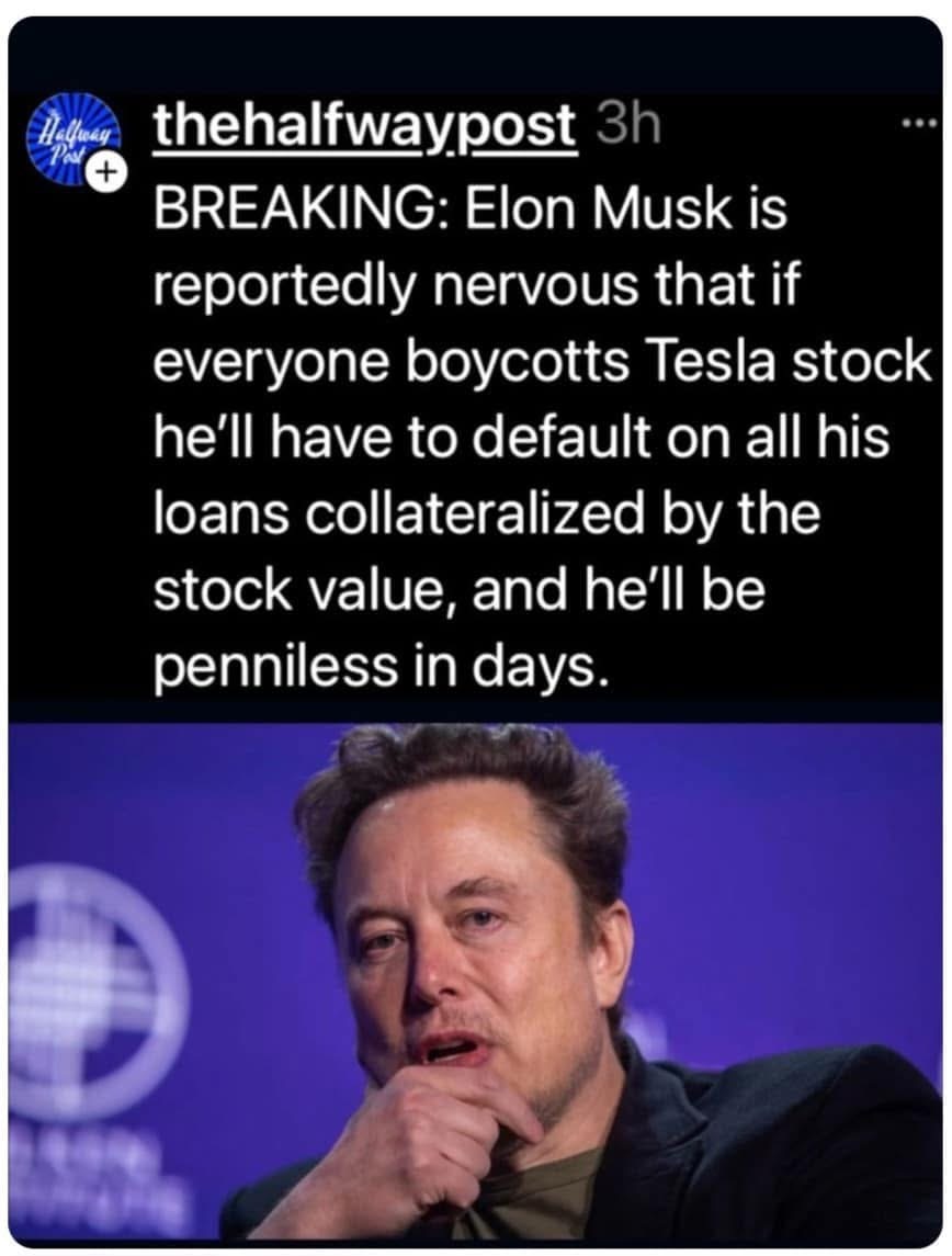 eggdropsoupbaby's tweet photo. #BOYCOTTTESLA #ELONMUSK #USA #NEWS #BREAKINGNEWS 

MOVE FROM X TO BLUESKY https://t.co/kViHAQIcuF