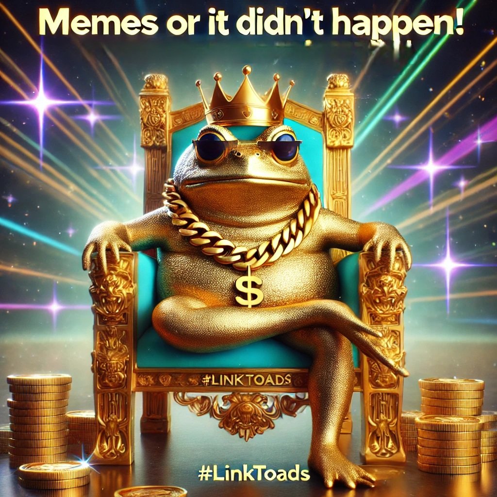 peculiarpearlue's tweet photo. They said “Memes or it didn’t happen,” so let’s deliver! #LinkTOADS are unleashing full amphibian chaos. Check https://t.co/E1y3REHz6y, load up on #LTOADS, and show the world how to hop, ribbit, and vibe. Positivity, creativity, and toad mania for the win! https://t.co/q1myHvSTZ8
