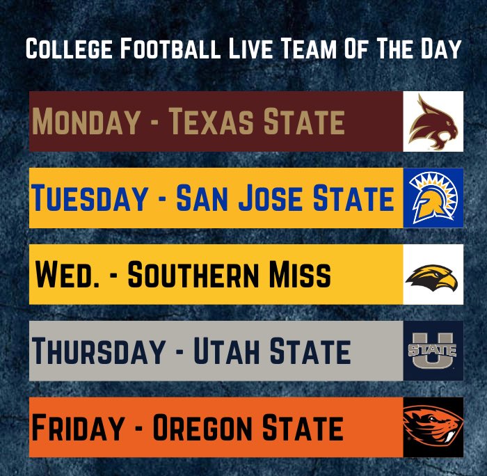 This weeks teams of the day. Make sure to follow along. An entire day dedicated to each of these teams. 

Every team will be featured before the start of next season!