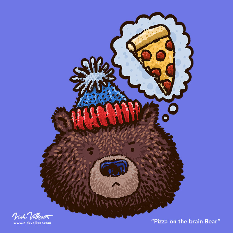 nickv47's tweet photo. Who likes pizza? Bears do. Bears really really do. Once they get a slice it’s all they think about!

#illustration #art #drawing #redbubble #teepublic #threadless #society6 #designbyhumans #bear #brownbear #grizzlybear #pizza #sliceofpizza #pizzalover #winter #cold #stockingcap https://t.co/8WqY9GGyHN