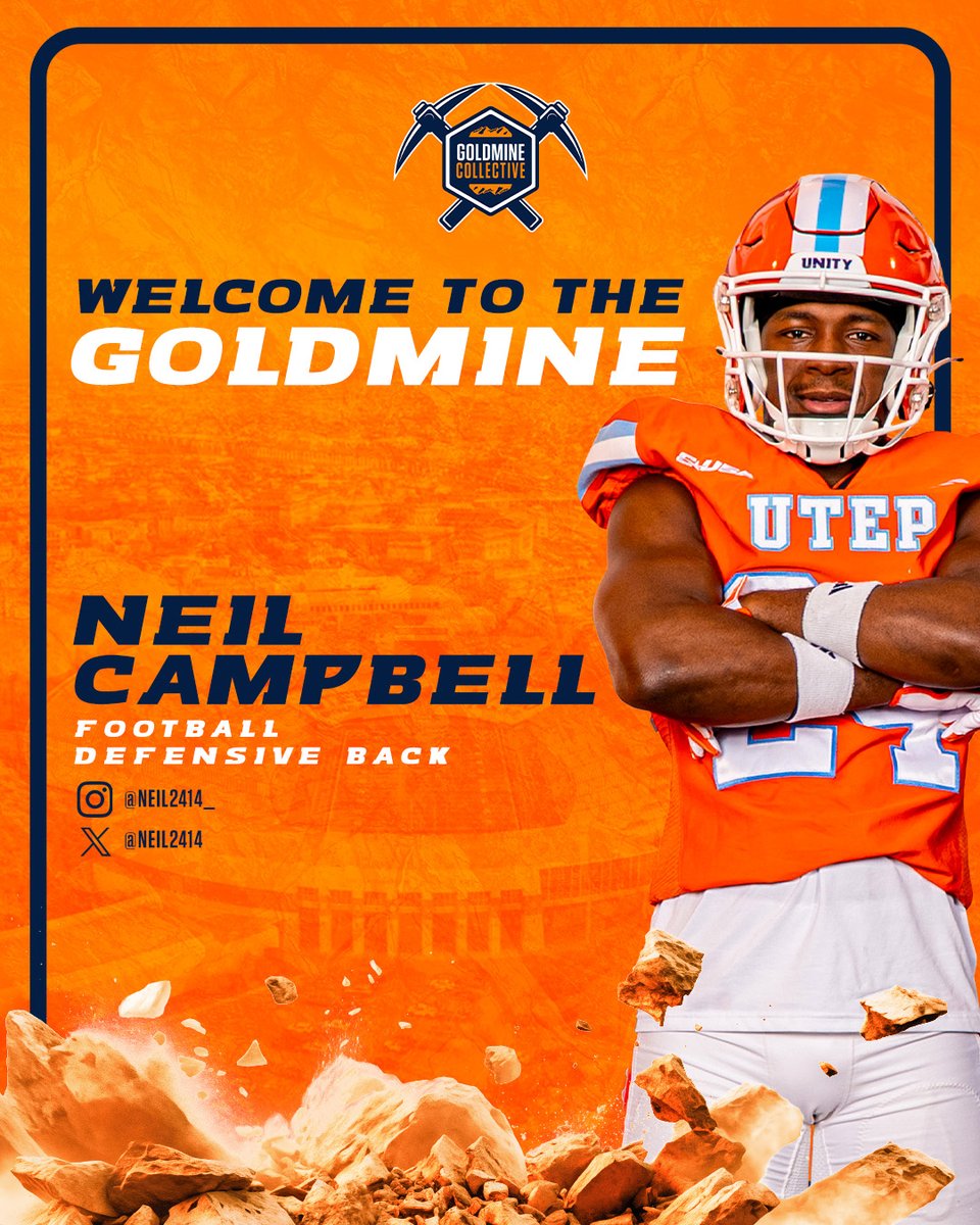 𝐖𝐞𝐥𝐜𝐨𝐦𝐞 𝐭𝐨 𝐭𝐡𝐞 𝐆𝐨𝐥𝐝𝐦𝐢𝐧𝐞, 𝐍𝐞𝐢𝐥 𝐂𝐚𝐦𝐩𝐛𝐞𝐥𝐥⛏️

Join the Goldmine Collective and help <a href="/UTEPFB/">UTEP Football</a> #WinTheWest by showing your support today!

🔗 goldminecollective.com

#PicksUp <a href="/Neil2414/">Neil Campbell</a>