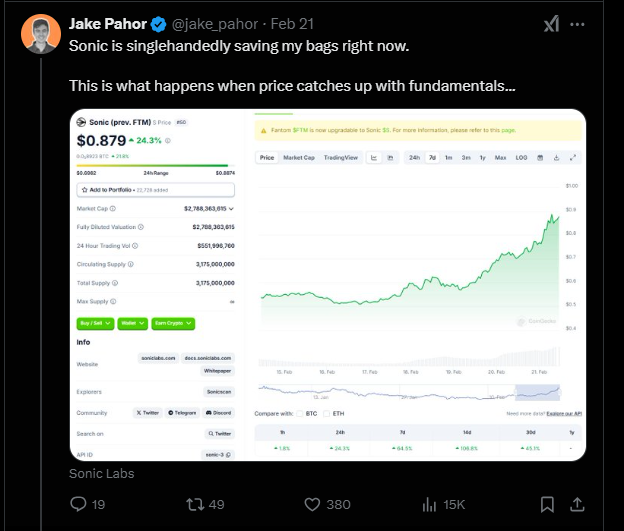 Jake Pahor (@jake_pahor) on Twitter photo Be me:
Spend 2 days writing Hyperliquid thread = 48 likes
Literally just bull post <a href="/SonicLabs/">Sonic Labs</a> = 380 likes Be me:
Spend 2 days writing Hyperliquid thread = 48 likes
Literally just bull post <a href="/SonicLabs/">Sonic Labs</a> = 380 likes