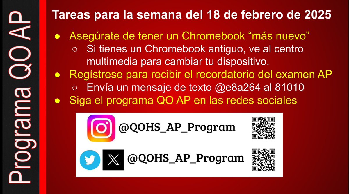 QOHS_AP_Program's tweet photo. QO AP students, please make sure to check out this weekend important information about AP accommodations. 👇

Also don’t forget last weeks reminders. 
#QOpride
#QuinceOrchardHS
#QOHS
#QOAPprogram https://t.co/HJyPjXKFjG