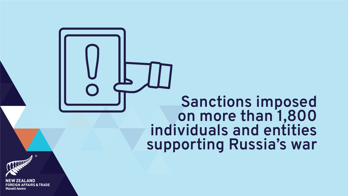 MFATNZ's tweet photo. Three years on from Russia’s full-scale invasion of Ukraine, New Zealand continues to condemn Russia’s illegal actions. Today we announced further sanctions to hold Russia and its supporters to account, as well as further support for Ukraine’s recovery and reconstruction https://t.co/bVozNHzH08
