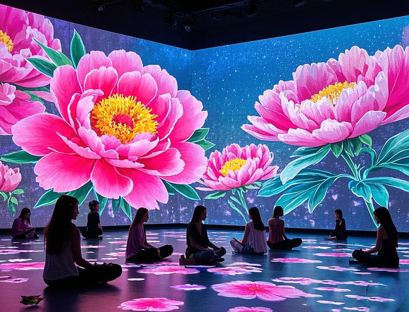 ChangShaDaily's tweet photo. The "Qicai Hezi" (Colorful Box) in #Changsha, #China, is the program - recording base of #Hunan Radio and Television Group. It is not only a stage for dreams and creativity but also the birthplace of countless amazing moments. Many wonderful programs, such as #Singer2024, have been recorded here. As #InternationalWomenDay approaches, the "Qicai Hezi" has specially launched a digital light - shadow garden, creating a dreamy wonderland. It uses #technology, #culture, and light - shadow sound therapy to initiate a spring - time humanistic healing #journey for women. https://t.co/yLIbvcllqY