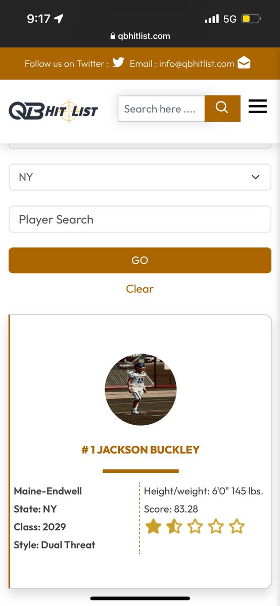 Jack_Buck11's tweet image. Thank you to @QBHitList for ranking me as the #27 Dual Threat QB in the nation and #1 in New York!!