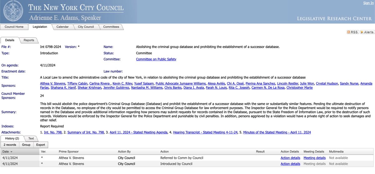 VickieforNYC's tweet photo. With everything else going on, you might be interested to hear about what the New York City Council is going to be doing on Monday.

See, the so-called 'public safety committee' will be holding hearings to advance a bill which would ERASE THE GANG DATABASE for New York.

That's right, as our city reels from gang violence, organized retail theft, transnational criminal organizations, and the federal government moves to designate many of these gangs as terrorist groups due to their extreme violence and significant resources, progressives on the City Council are working overtime to ensure these violent criminals continue to have free reign over out city.

Intro 0798-2024 would require the destruction of the gang database and prohibit by law any iteration of it from being created in the future. It would also notify gang members of their inclusion on the database and provide them with their records -- AND give them the right to sue the city over it.

This is what matters to progressives -- making sure that criminals not only act with impunity, but also giving them a path to major lawsuits to enrich themselves with our tax money.

None of this makes us safer. Quite the opposite. But they don't care. They don't care about law abiding citizens, they don't care about public safety, they don't care about who they hurt.

Understand, if you're a regular working-class individual, progressives don't care if you're dead or alive. It's really just that simple. There is no other way to explain any of this.

There are violent gang members operating RIGHT NOW all over the city. In Times Square, in our migrant hotels, in the Bronx, Brooklyn, Queens, and Staten Island. This impacts every community in every neighborhood. And it's getting worse.

Erasing the gang database will frankly be a nuclear bomb on law enforcement. Police will lose one of their most important tools for understanding and building cases against the criminal networks which operate here. It will thwart our efforts to target the worst and most violent recidivists in the city, from shoplifting to extortion to fentanyl to murder-for-hire to human trafficking. Everything will become more difficult and dangerous. Catastrophic isn't even a strong enough word.

But again, progressives just DON'T CARE.

Remember this next time they're crying about the 'chaos' supposedly caused by Republicans.

And here's the thing -- this disgraceful bill already has 24 co-sponsors on the Council. They only need two more to pass it into law. And you can bet they'll get those votes.

You need to call EVERY Council Member who has not yet signed onto this bill and tell them you're AGAINST Intro 0798.

But even that's not enough. It's time for the federal government to step in here in a BIG way and thwart these lunatics in their effort to destroy what's left of our city. 

https://t.co/nHaSChyBn4