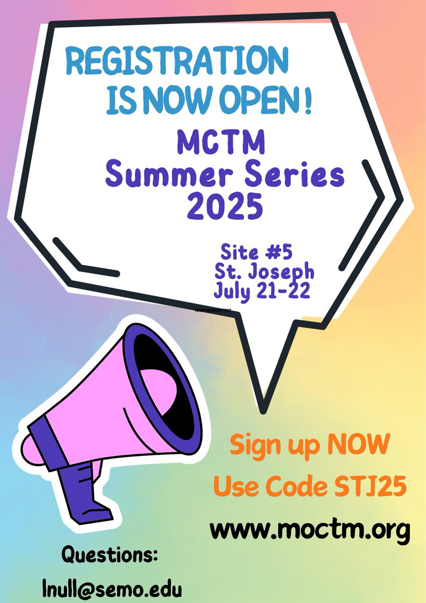 📷 Exciting News for Math Educators! 📷 

The <a href="/MCTM_MO/">MCTM (MO)</a>  is bringing its Summer PD Series to St. Joseph on July 21st &amp; 22nd .Fantastic learning offered HERE in the <a href="/StJosephSchools/">St. Joseph School District</a> 

Registration is now open! Use code STJ25 moctm.org/mctm-events/su…