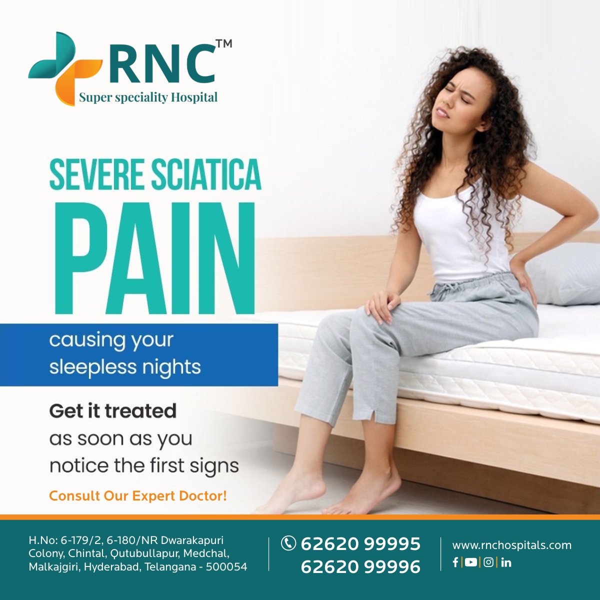 RNCHospitals's tweet photo. Severe Sciatica pain causing your sleepless nights

Consult Our Expert Doctor Now!
Dr. C Ramesh
D.M Neurology (NIMS, Hyd)
Consultant Neuro Physician

🔴Reach Us @🔴
📞 +91 62620 99995, +91 62620 99996
✉️ rncbranding@gmail.com
🌐 https://t.co/5qyhtWePUD
 #drramesh  #sciatica https://t.co/EwROCOZ3JU