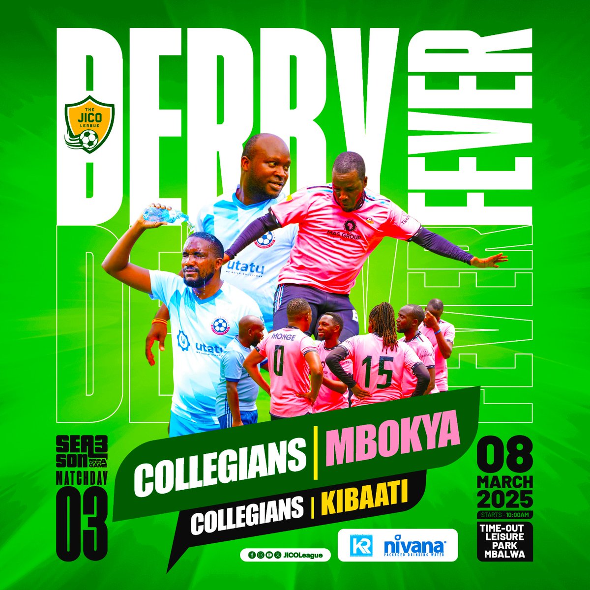 JicoLeague's tweet photo. Squeaky bum time!
The biggest Derbies of Match Day 3! Who will leave the arena bruised? Will Collegians easily sip hot Mbokya? Or will they go straight to *Kibaati*? 
Action returns! A bloody nose awaits the unprepared! Who will conquer Match Day 3?
#JicoLeagueSn3 https://t.co/GDsStSolgk
