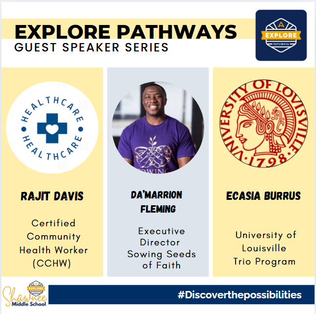 Explore Pathways <a href="/ShawneeAcademy/">The Academy @ Shawnee</a> are designed to help students explore a variety of career pathways. Students learn about jobs in both public and private sector.  One way our students learn about careers is by speaking with professionals in a variety of fields. <a href="/ExploreJCPS/">JCPS Explore Pathways</a>