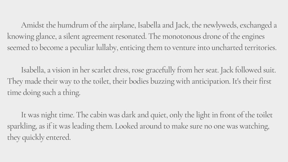 AWoo432's tweet photo. 4th short story: Airplane fun
(552 words)

The newlyweds are taking a long flight, what could happen when everyone's asleep? 

Read the whole story at
https://t.co/UpYhv3FmJl

#onlyfans #OF https://t.co/qib0C6OoeW
