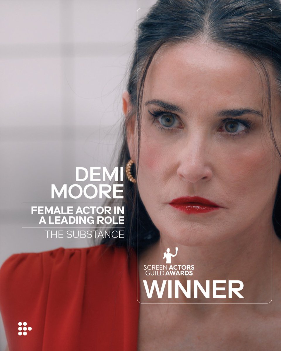 THE SUBSTANCE's Demi Moore is now a #SAGAwards winner, for Female Actor in a Leading Role 🏆 ❤️