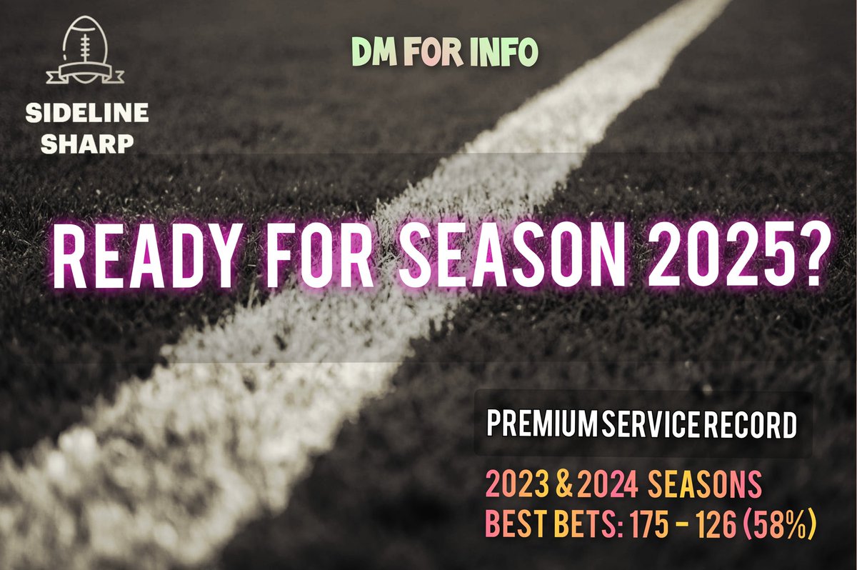 SidelineSharp's tweet image. 🚨📢🏉 NRL Season 2025 🏉📢🚨

➡️ Returning for a 3rd straight season
➡️ Profitable service - focusing solely on best bets
➡️ 2023/2024 BB record 175-126 (58%)

SPECIAL OFFER REDUCED PRICE
DM for details!