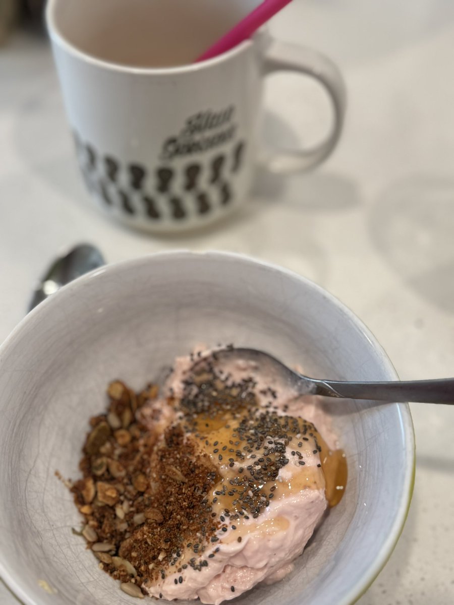 First time trying raw milk and freshly made strawberry yogurt ♥️ 

It’s pretty freaking delish, even @DaveInTheHSV liked it!