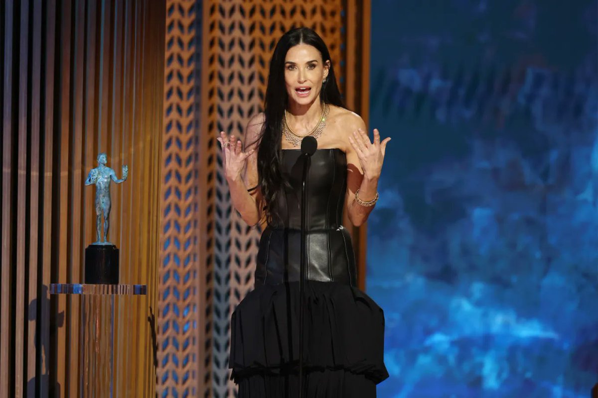 Demi Moore continued her strong awards season run for #TheSubstance by taking home the SAG Award for outstanding performance by a female actor in a lead role. 

"You have all been my greatest teachers," she said while accepting her award. "I am so grateful that I have continued